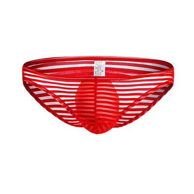 

Mens Sexy Briefs Sheer Mesh See-through Striped Pouch Underwear Panties Lingerie