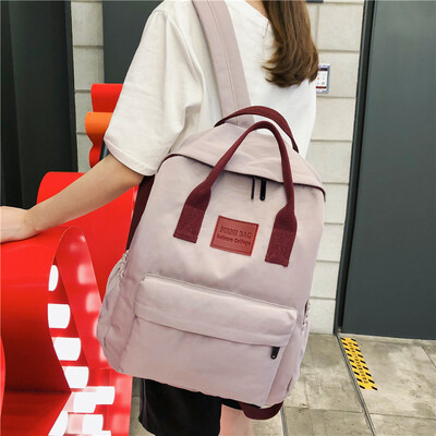 

Ins schoolbag female Korean high school students campus simple Joker ancient sense of contrast color backpack backpack backpack