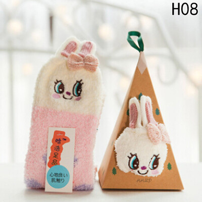 

Adults Kids Gift Set Box Santa Coral Fleece Slipper Socks Winter Xmas Christmas