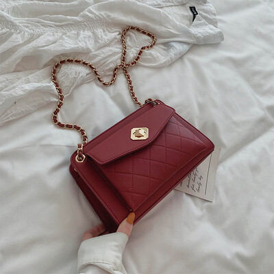 

Qiao Bani 2019 new European&American style fashion simple solid color chain bag wild temperament single shoulder diagonal tide handbag