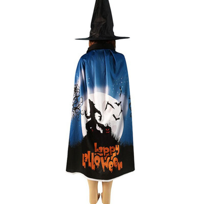 

Halloween Pumpkin Skull Ghost Pattern Cloak Hat Cosplay Party Costume Robe Cape