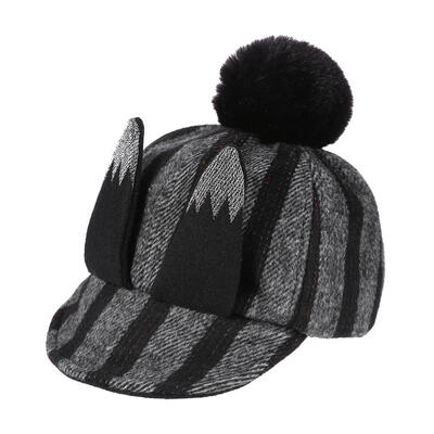

Vintage Winter 3D Ears Soft Pompon Baseball Cap Kids Sticker Woolen Hat
