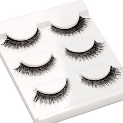 

〖Follure〗Makeup 3 Pairs Natural Long Fake Eye Lashes Handmade Thick False Eyelashes Black