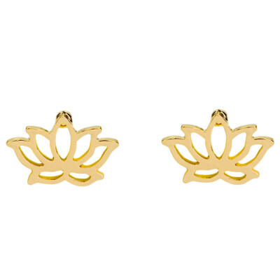 

Golden Plated Hollow-out Lotus Flora Earring Ear Stud Elegant Jewelry Gift