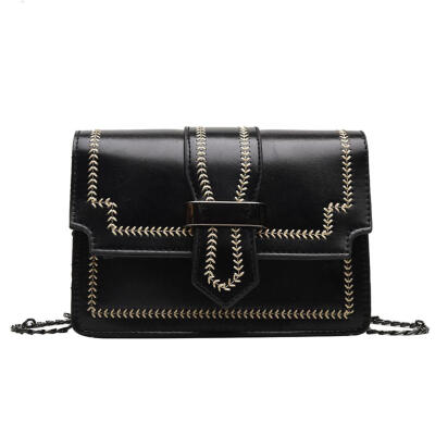 

Elegant Contrast Color Clutch Women Shoulder Messenger Flap Leather Bags
