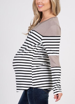 

Casual&Daily Striped Round Neck Maternity Lactation T-shirt