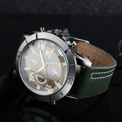 

Gobestart Men Three-eye Large Dial Watch Business Watch Fashion Quartz Silica Gel Watch