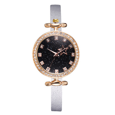 

Korean version of the small student watch wish hot new diamond starry quartz watch crocodile pattern PU fashion watch