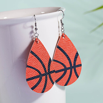 

Fashion Sports Vintage Baseball Basketball Volleyball Rugby Sports Earrings Leather Drop Earrings