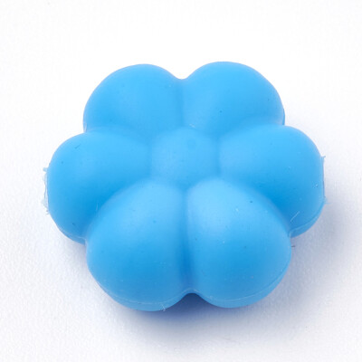 

Food Grade Environmental Silicone Beads Chewing Beads For Teethers DIY Nursing Necklaces Making Flowerr DeepSkyBlue 14x13x6mm