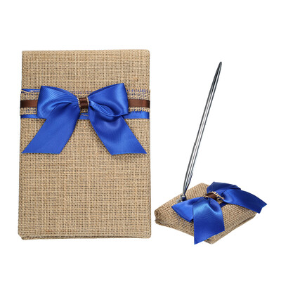 

Wedding Guest Book&Pen Set Holder Burlap Decoration Rustic Elegant Wedding Ceremony Red