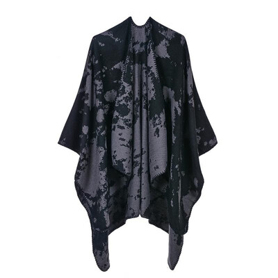 

Fashion Women Winter Tie-Dyed Print Poncho Scarf Thick Warm Shawl Pashmina Vintage Casual Cloak Outerwear