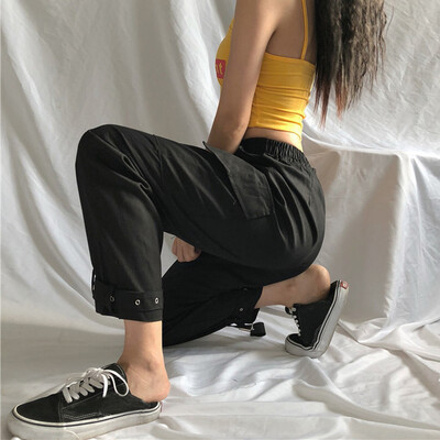 

Women Fashion Solid Leggings Casual Pocket Pants Trousers Adjustable Overalls