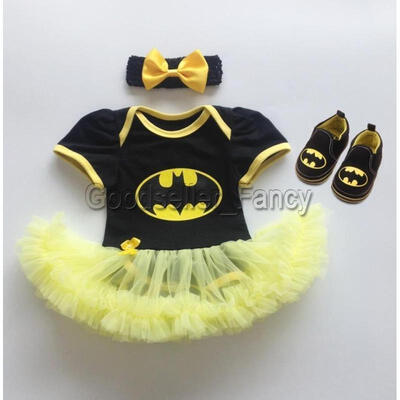 

Newborn Baby Girl Batman Party Tutu dress 2ps set Romper Headband Outfit