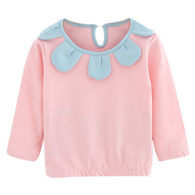 

Girls Clothing Children Toddler Baby Girl Cotton Long Sleeve T-Shirts Kids Petal Collar Design Tops Tees Autumn Casual Blouse