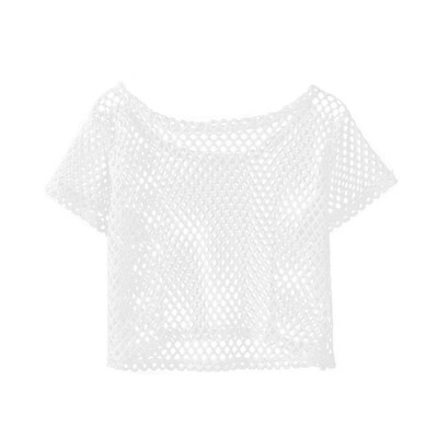 

Women Super Sheer Mesh Tops Short Sleeve Crop Tops See Through T-shirts