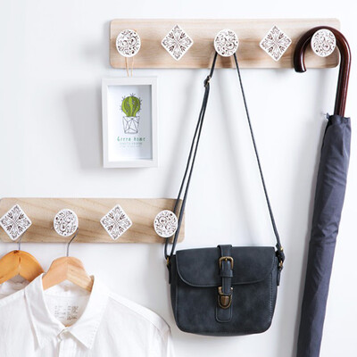 

〖Follure〗Creative Wooden Nordic Style Carved Coat Hook Storage Rack