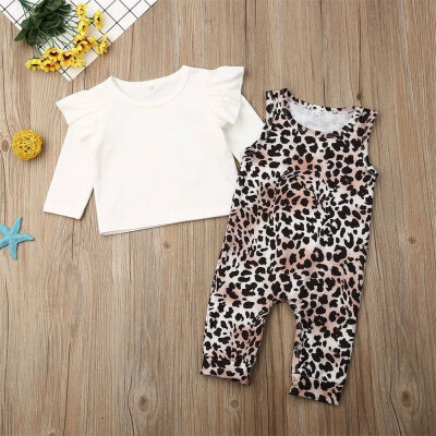 

Newborn Baby Girl Autumn Clothes Top Romper Leopard print Pants Outfit Tracksuit