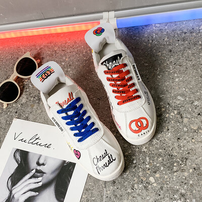 

New summer small fragrance graffiti canvas shoes painted embroidery flat breathable sports shoes 9