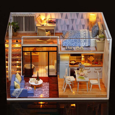 

Siaonvr 3D Wooden Dollhouse Furniture DIY Miniature Model Christmas Gifts Toys