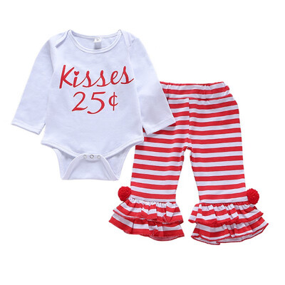 

2019 Baby Girl Clothes Set 2Pcs Toddler Infant Baby Girls Letter Long Sleeve RomperStriped Pants Spring Autumn