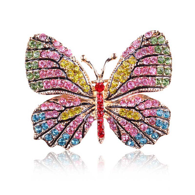 

Women Fashion Colorful Rhinestone Crystal Cute Butterfly Brooch Pins Ladies Exquisite Accessories