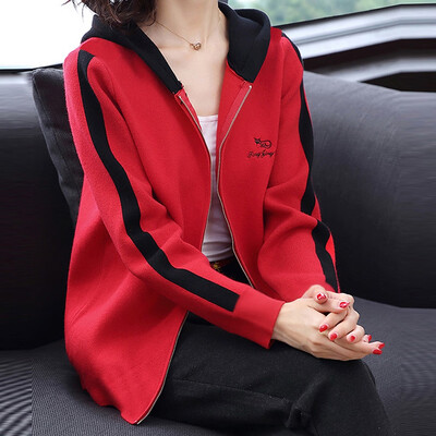 

Toponeto Fashion Women Cardigan Letter Printing Hooded Long Sleeve Blouse Sport Coat