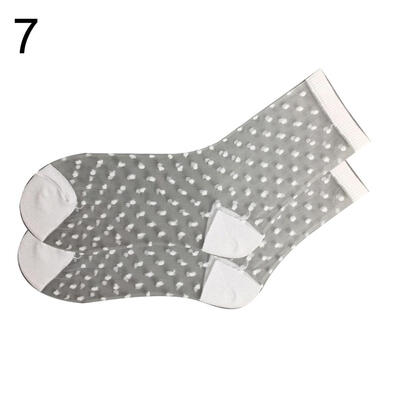 

Striped Heart Dots Bow Women Summer Ultra Thin Transparent Over Ankle Socks