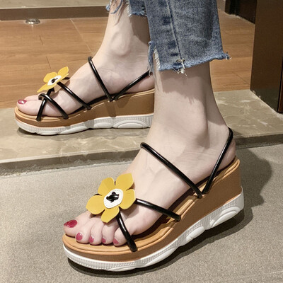 

Rose Womens Fashion Wild Sandals Beach Sandals Solid Color Slippers Wedge Sandals