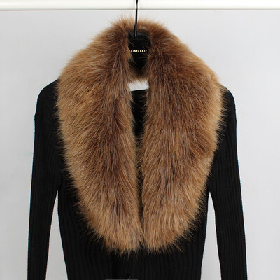 

Luxury Winter Faux Fur Collar Coat Women Scarf Warm Hairy Soft Shawl Hood Fur Decor For Jackets Multi Color Female Fur Scarves