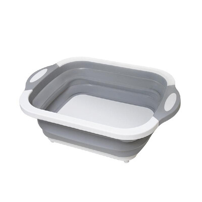 

Multifunctional folding cutting board travel portable bowl drain basket sink folding cup sink folding ice bucket gray