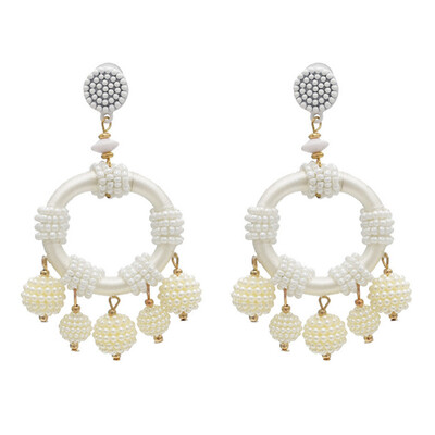 

Fashion Bohemian Round Beads Dangle Big Earrings for Women Ethnic Statement Round Drop Earrings Jewelry