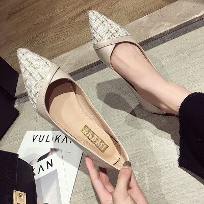 

Pointed single shoe woman Xia Han version retro gentle grandmother shoes Shu female wind shallow flat bottom ladle shoe tide