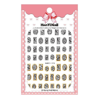 

1 Sheet 3D Nail Stickers F-lame Animal Letters Pattern Adhesive Nail Art Sticker Manicure Decoration