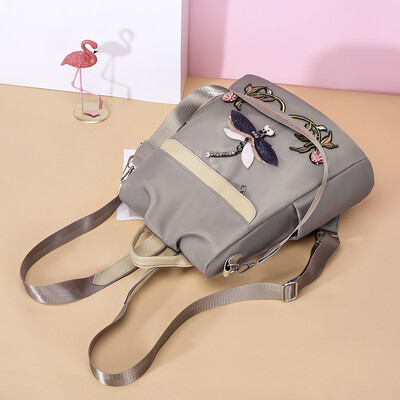 

Dragonfly embroidery double-shoulder bag female national style simple ancient wind anti-theft Chinese style backpack large cap