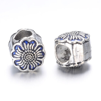 

Alloy Enamel European Beads Large Hole Beads Flower Antique Silver 95x9mm Hole 5mm