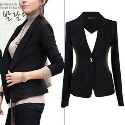 

Womens One Button Slim Casual Business Blazer Suit Jacket Coat Outwear