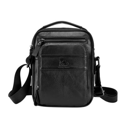 

Vintage Genuine Leather Crossbody Solid Color Handbags Men Shoulder Bags