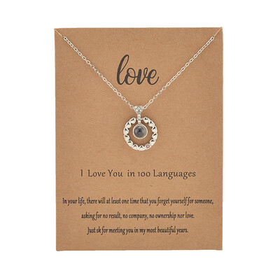 

With Card Heart Key 100 Language I love You Necklace For Women Wedding Letter Necklace Jewelry Drop Shipping