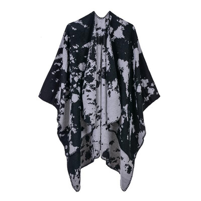 

Fashion Women Winter Tie-Dyed Print Poncho Scarf Thick Warm Shawl Pashmina Vintage Casual Cloak Outerwear