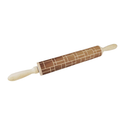 

Toponeto Christmas Rolling Pin Engraved Carved Wood Embossed Rolling Pin Kitchen Tool