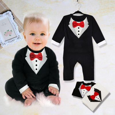 

New Baby Kid Boy Cotton Gentleman Jumpsuit Romper Bodysuit Clothes Outfit 4 Sizes