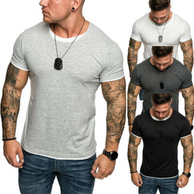 

Men Tee T-Shirt Short Sleeve Gym Fitness Gym Bodybuilding Top Workout Muscle Tee