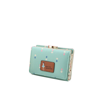 

Tailored Korean Cute Three layer package Leather Slim Mini Wallet print wallet