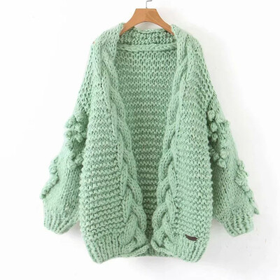 

Toponeto Women Casual Puff Sleeve Knit Cardigan Sweater Outerwear Loose Splice Coat