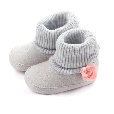 

Baby Girl Soft Booties Snow Boots Prewalkers Infant Toddler Anti-Skid Plush Ankle Booties Newborn Warm Floral Shoes