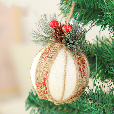 

〖Follure〗Christmas Linen Balls Hanger Baubles Xmas Tree Hanging Ornament Party Decor