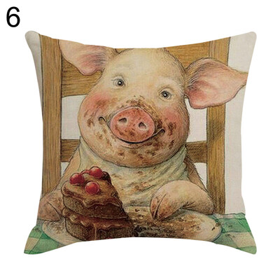 

New Year Mascot Pig Pillow Case Cushion Cover Sofa Bed Car Cafe Office Decor