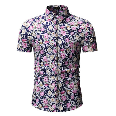 

Summer Men Short Sleeve Floral T-Shirt Tops Casual Slim Fit Clothes Shirt