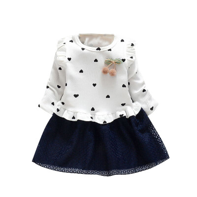 

Autumn Spring Casual Baby Girls Dot Print Princess Dress Cotton Kids Toddler Long Sleeve Sundress